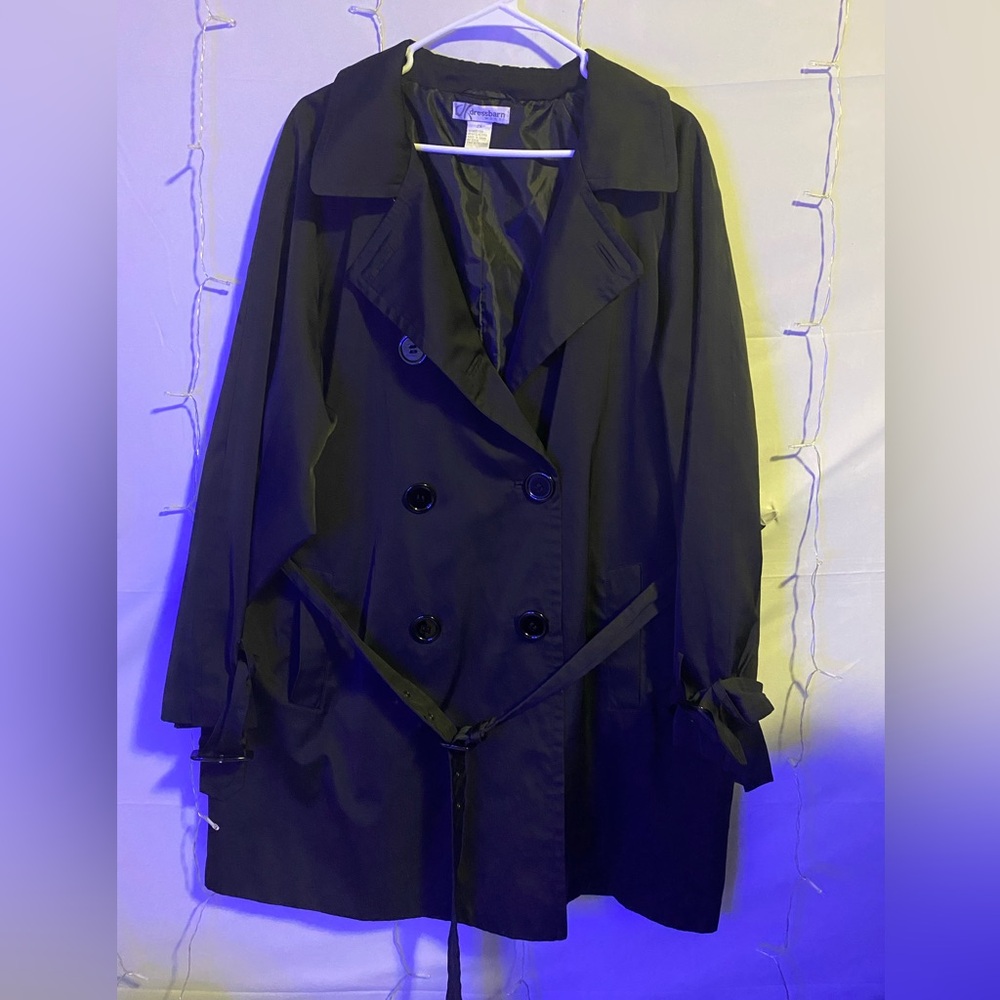 Women's Double-Breasted Black Trench Coat